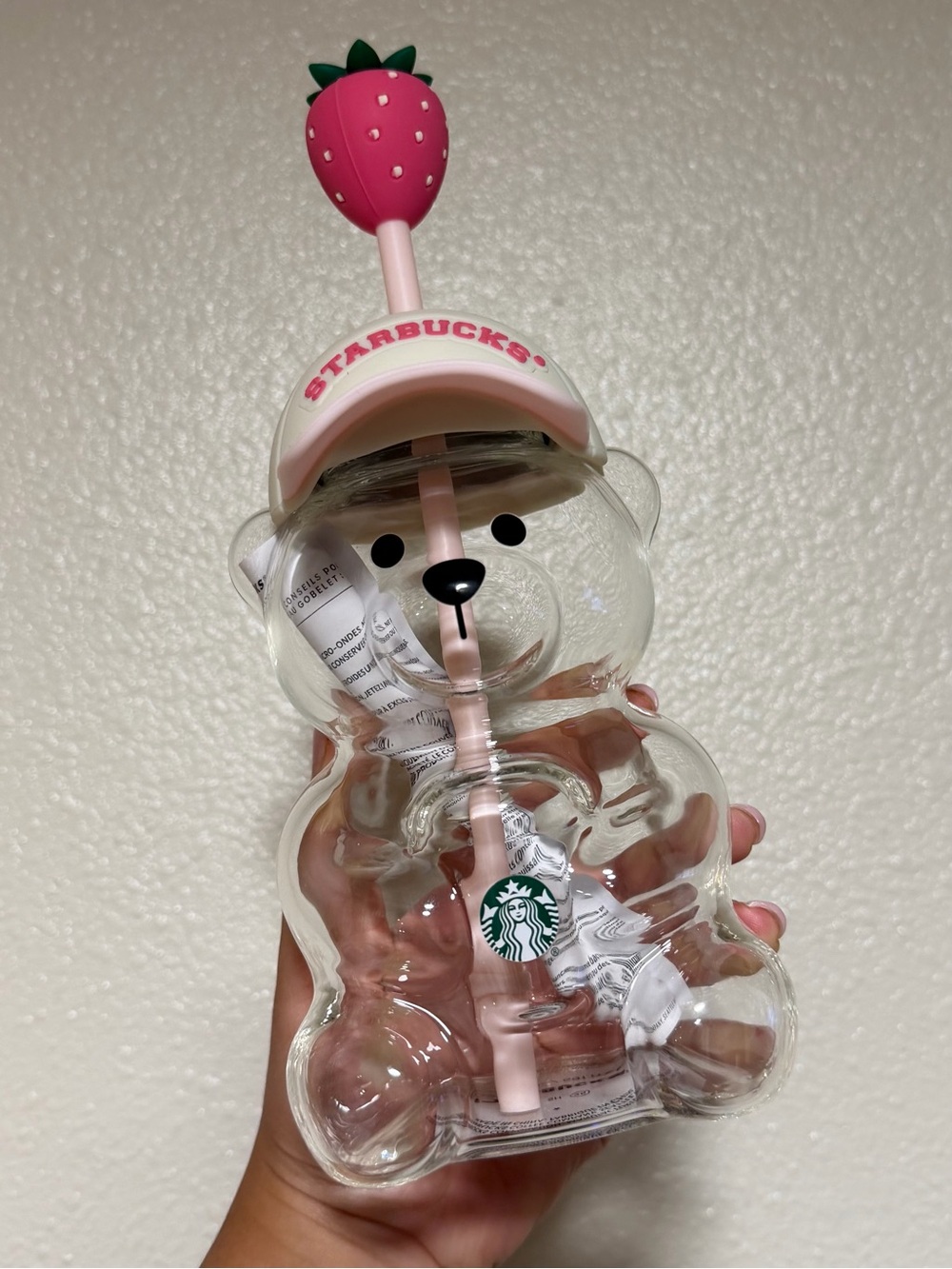 Starbucks Bearista Glass Pink Cup